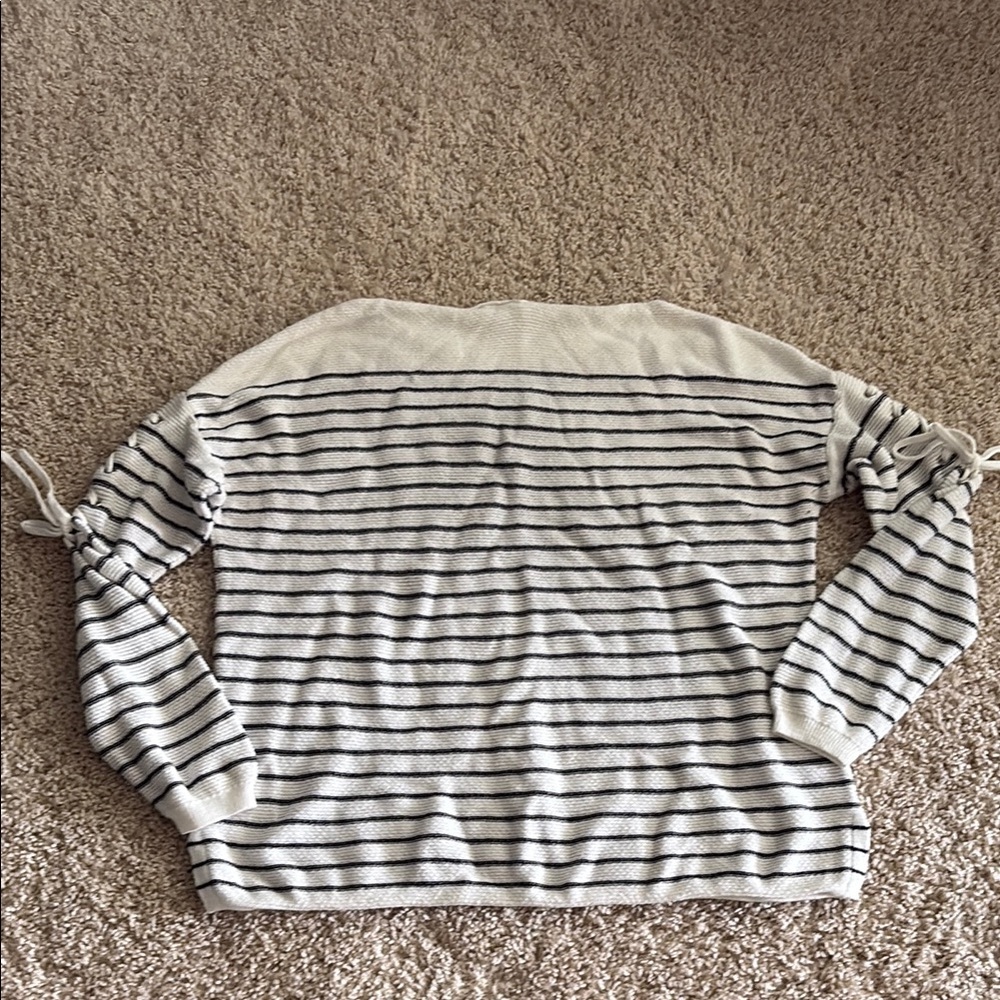 Striped Cream and Black Women's Sweater